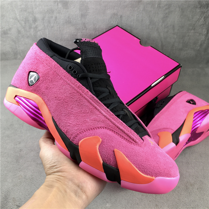 2021 Men Air Jordan 14 Low Pink Red Black Shoes